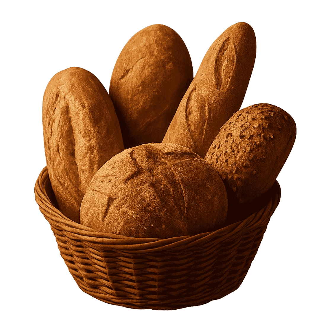 Cesto de pães frescos